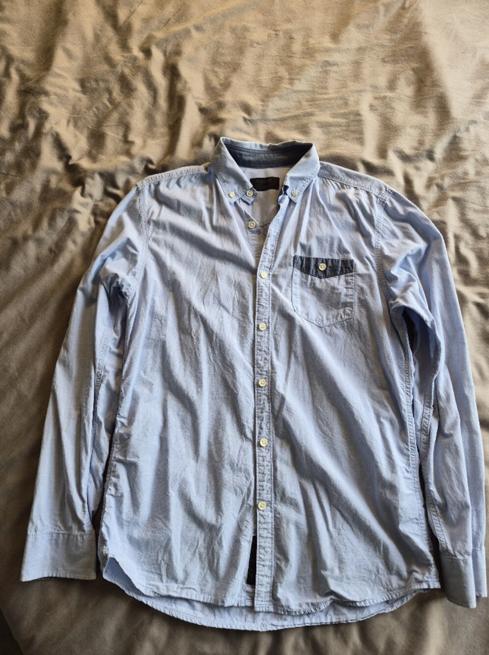 Light Blue Casual Button-Down Shirt - Men's